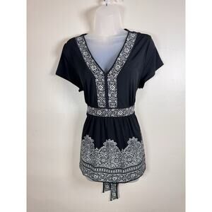 Apt 9 Womens Y2K Fairy Grunge Whimsigoth Top Size XL Black Preppy 90S Paisley